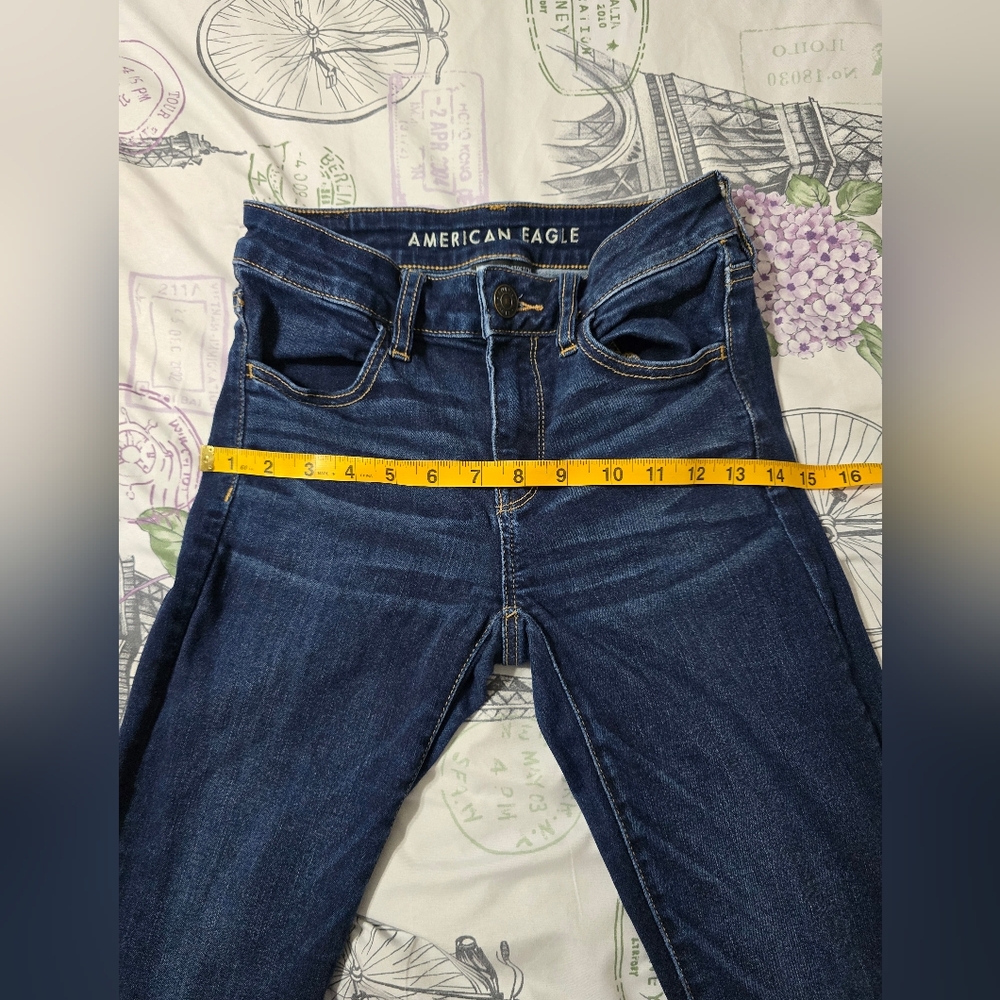 American Eagle Outfitter Navy Blue Jegging Size 2R for Womens Next Level Stretch - Picture 8 of 15